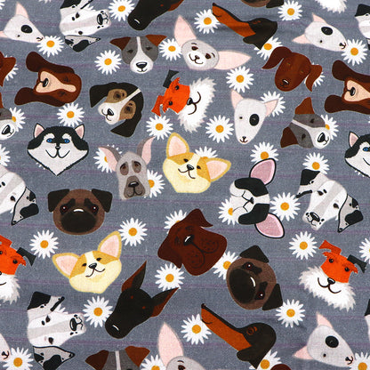 flower floral dog puppy printed fabric