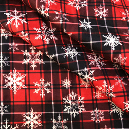 snowflake snow plaid grid christmas day red series printed fabric