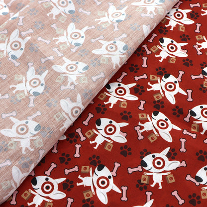 red series footprint paw printed fabric