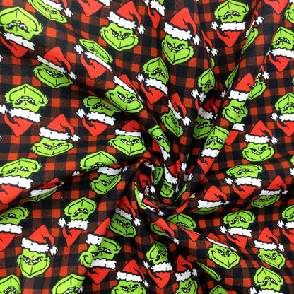 christmas plaid grid printed fabric