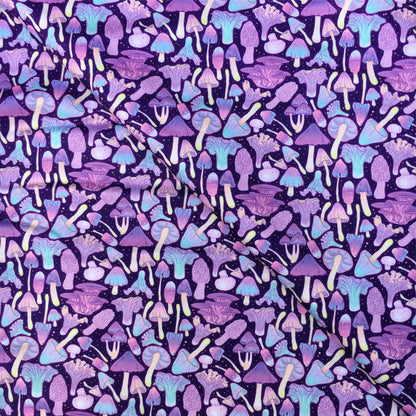 purple series plant mushroom printed fabric
