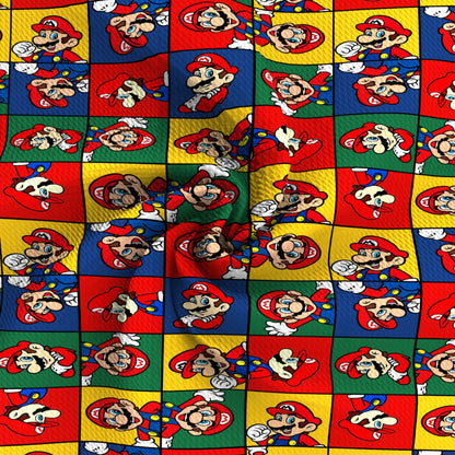 plaid grid game console printed fabric