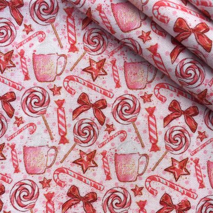 bowknot bows lollipop lolly pops candy sweety christmas day food printed fabric