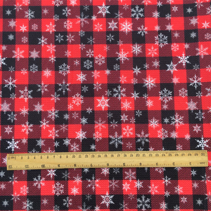 snowflake snow plaid grid christmas day printed fabric