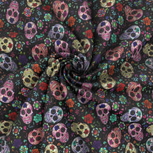 Load image into Gallery viewer, halloween skull ghost skeleton bones printed fabric
