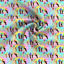 Load image into Gallery viewer, tie dye hand palm letters alphabet peace rainbow color printed fabric
