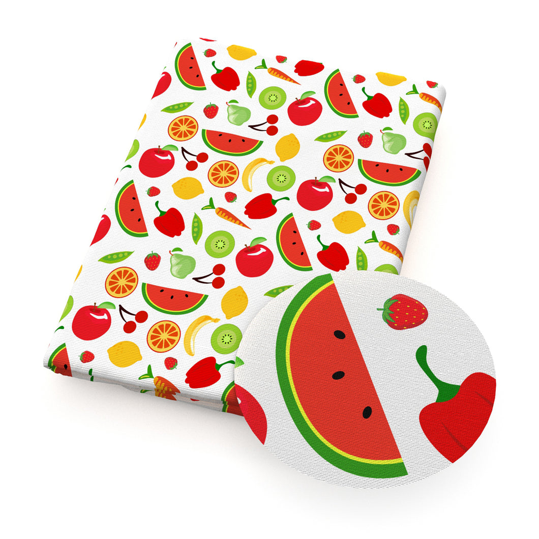 fruit watermelon cherry kiwi peas printed fabric