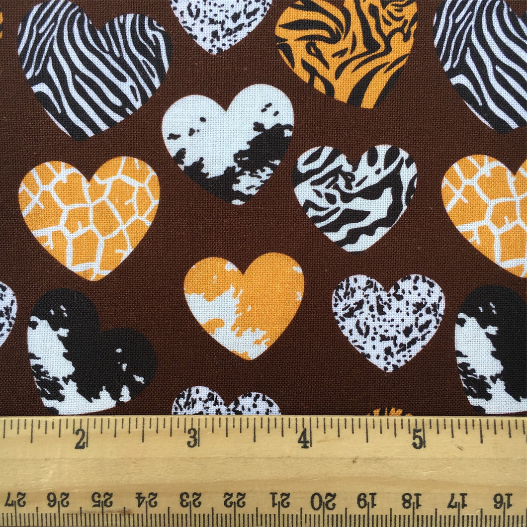 heart love valentines day leopard cheetah brown series zebra stripe printed fabric