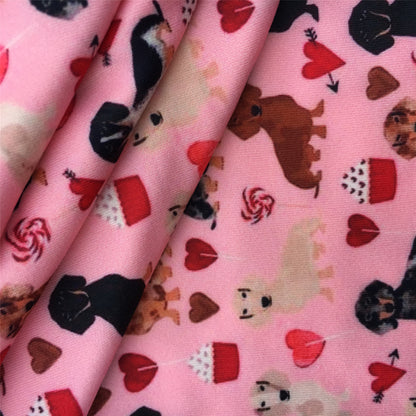 dog puppy heart love valentines day cake cupcake ice cream popsicle printed fabric