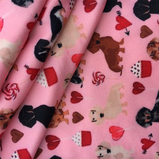 dog puppy heart love valentines day cake cupcake ice cream popsicle printed fabric