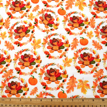 turkey chicken fall autumn leaf leaves tree printed fabric