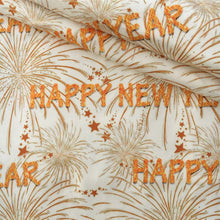 Load image into Gallery viewer, happy new year gold series firework printed fabric
