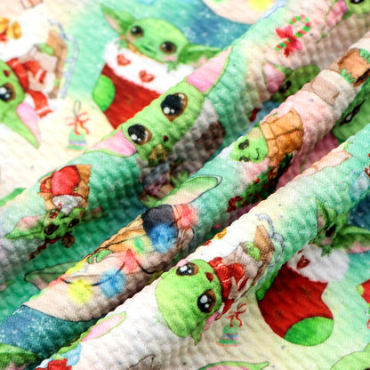 christmas day green series printed fabric
