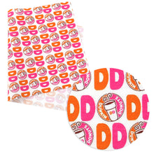 Load image into Gallery viewer, drinks letters alphabet dunkin donuts printed fabric
