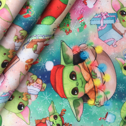 christmas day green series printed fabric