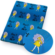Load image into Gallery viewer, gradient color don&#39;t be salty morton saltlittle girl with umbrella letters alphabet fabric

