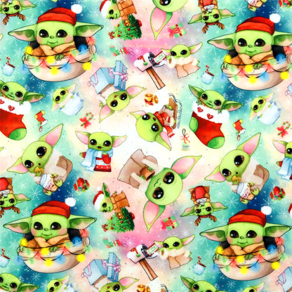 christmas day green series printed fabric