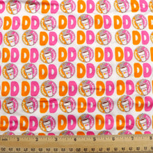 Load image into Gallery viewer, drinks letters alphabet dunkin donuts printed fabric
