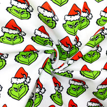 Load image into Gallery viewer, christmas hat santa hat printing on white printed fabric
