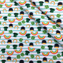 Load image into Gallery viewer, st patricks stripe rainbow color clover shamrock green series printed fabric
