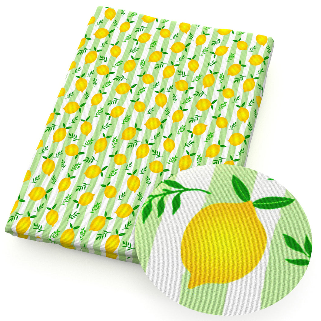 stripe fruit lemon printed fabric