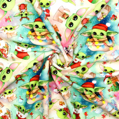 christmas day green series printed fabric
