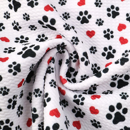 footprint paw heart love valentines day printed fabric