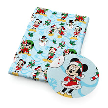 Load image into Gallery viewer, christmas day snowman snowflake snow printed fabric
