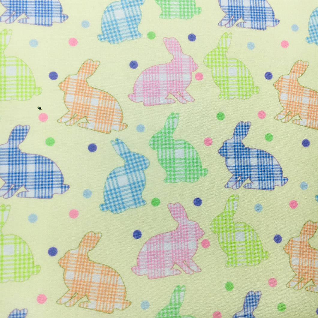 rabbit bunny easter dots spot plaid grid printed fabric