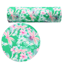 Load image into Gallery viewer, dragonfly flower floral printed fabric

