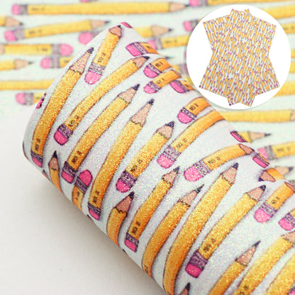 back to school abc pencil printed fabric