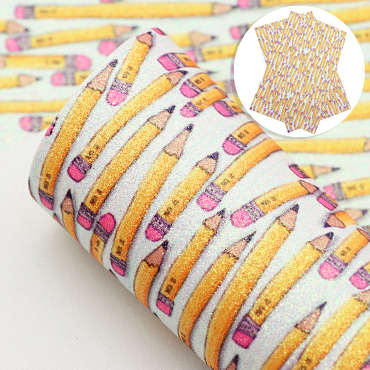 back to school abc pencil printed fabric