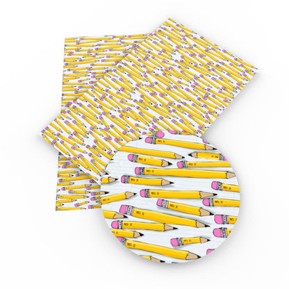 back to school abc pencil printed fabric