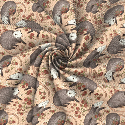 possum flower floral printed fabric