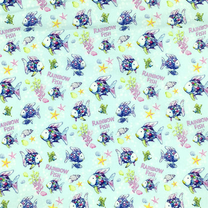 rainbow color goldfish printed fabric