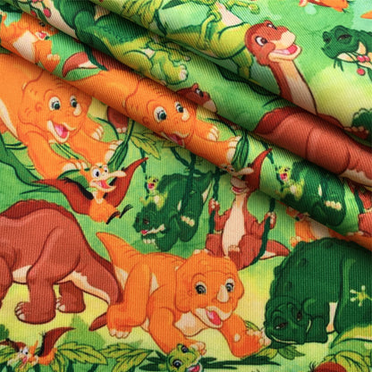 dinosaurs dino green series printed fabric