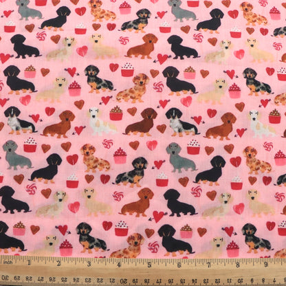 dog puppy heart love valentines day cake cupcake ice cream popsicle printed fabric