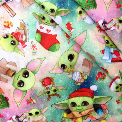 christmas day green series printed fabric