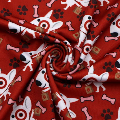 red series footprint paw printed fabric