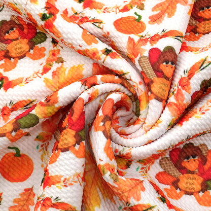 turkey chicken fall autumn leaf leaves tree printed fabric