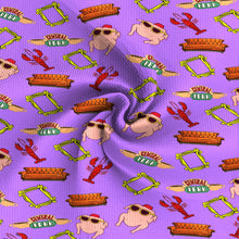 Load image into Gallery viewer, purple series turkey chicken lobster food printed fabric
