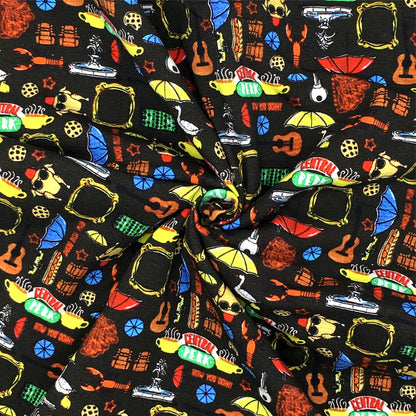 umbrella guitars turkey chicken lobster printed fabric