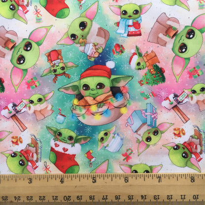 christmas day green series printed fabric