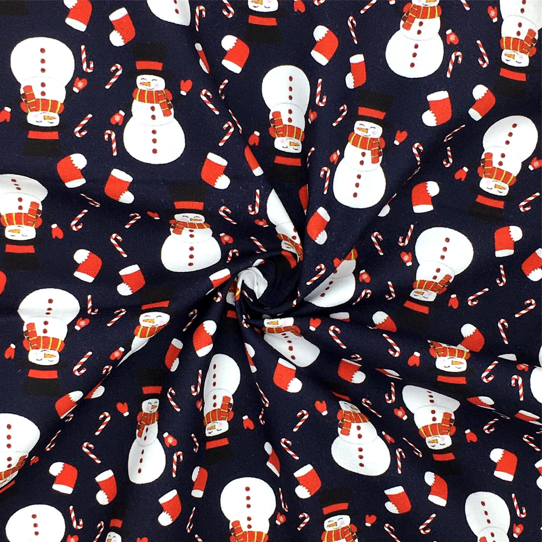 snowman christmas day printed fabric