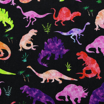 dinosaurs dino leaf leaves tree black series printed fabric