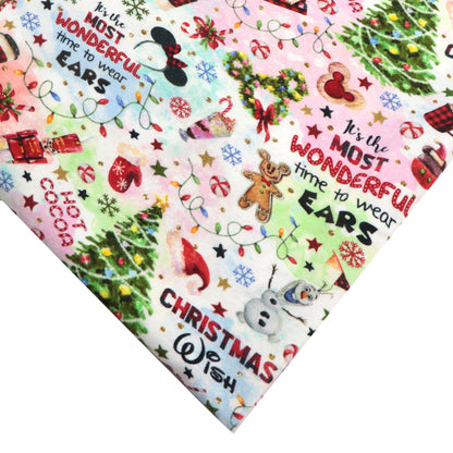 snowflake snow christmas drinks gingerbread man printed fabric