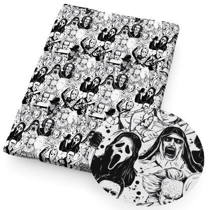 black and white series printed fabric