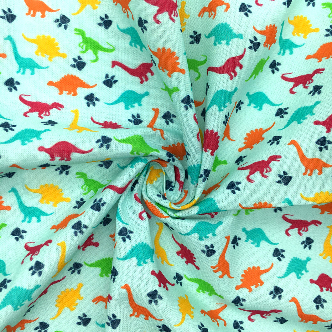footprint paw dinosaurs dino green series printed fabric