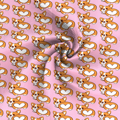 pink series dog puppy printed fabric