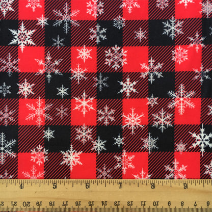 snowflake snow plaid grid christmas day printed fabric